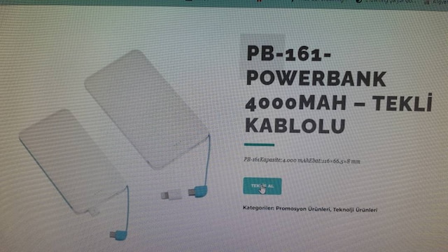 PB-161-POWERBANK 4000MAH – TEKLİ KABLOLU