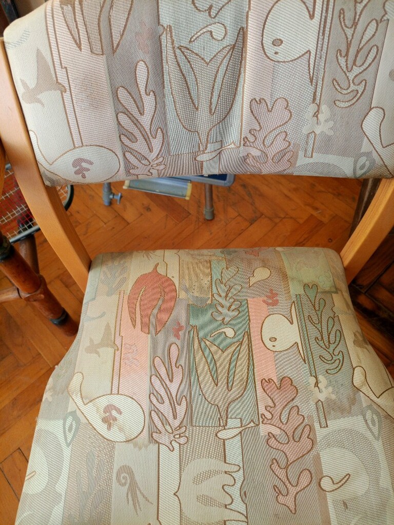 1990’lar Ahşap Kolçaklı Desenli Misafir Sandalyesi - 3