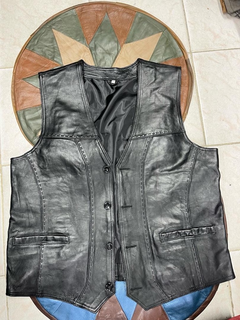 Premium Siyah Hakiki Deri Yelek - XXL Beden (Sıfır Ürün Özel dikim)