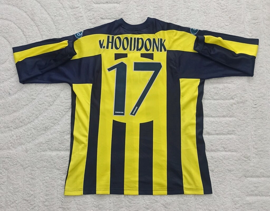 2003-2004 Sezonu Van Hooijdonk Orijinal Fenerbahçe Çubuklu Forma - 2
