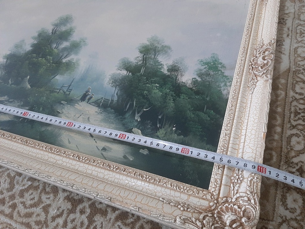 imzalı Antika Resim Yağlı Boya Resim Tablo 110cm/60cm çerçevesinde eks - 11