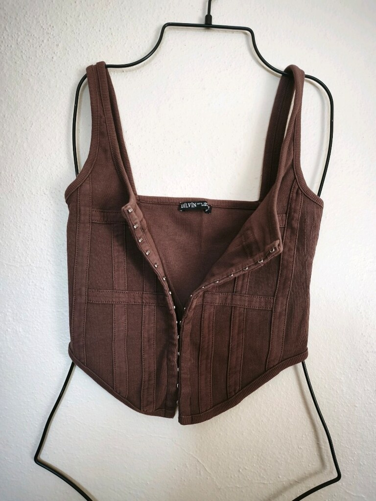 Dilvin Korse Crop Top L Koyu Kahve - 8