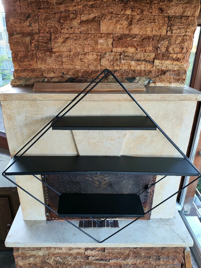 Büyük Metal raf siyah renk 1 metre - 4