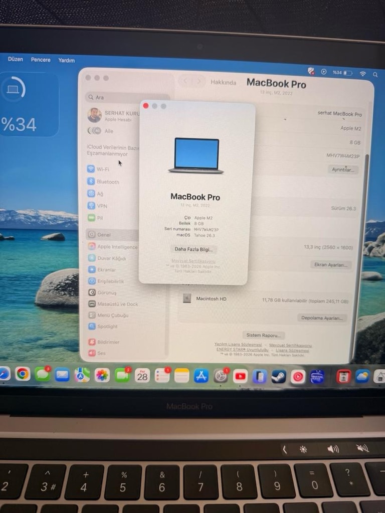 MACBOOK PRO 2022 M2 İŞLEMCİ TOUCH BAR TERTEMİZ - 2