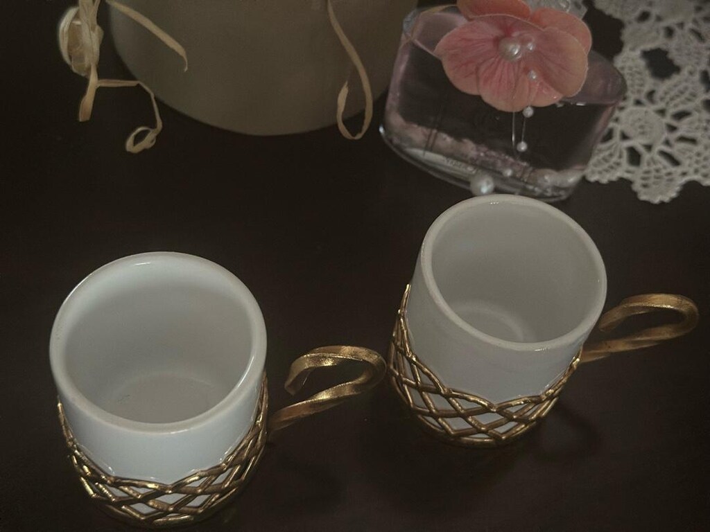 nişan kahve fincanı beyaz gold - 3