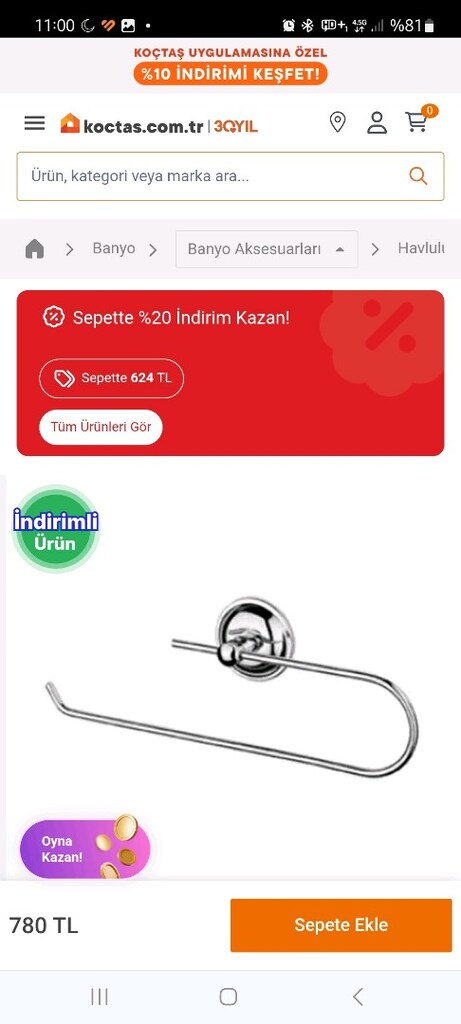 Krom havlu peçetelik çeşitleri. Ödeki duvara vida ile monte edilecek. - 8