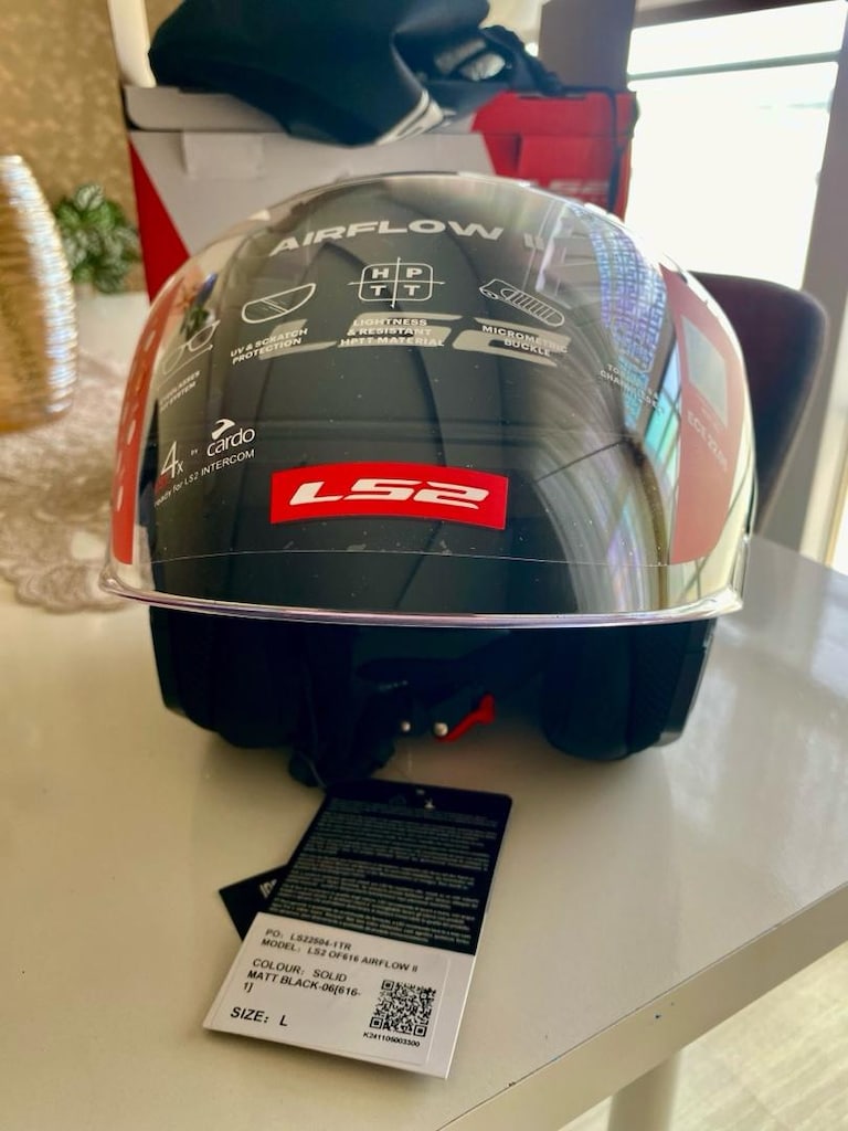LS2 Airflow 2 Açık Motosiklet Kaskı Parlak Siyah sıfır kutulu L beden - 7