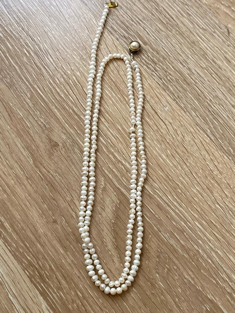 Vintage Gerçek İnci Kolye - Çift Kat 97 cm! - 11