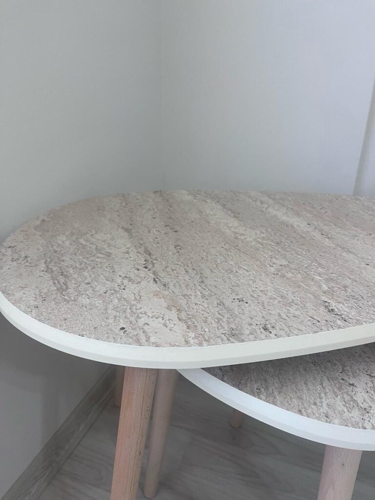 ACİL SATILIK 3LÜ BEYAZ HALI SET + ZİGON SEHPA - 7