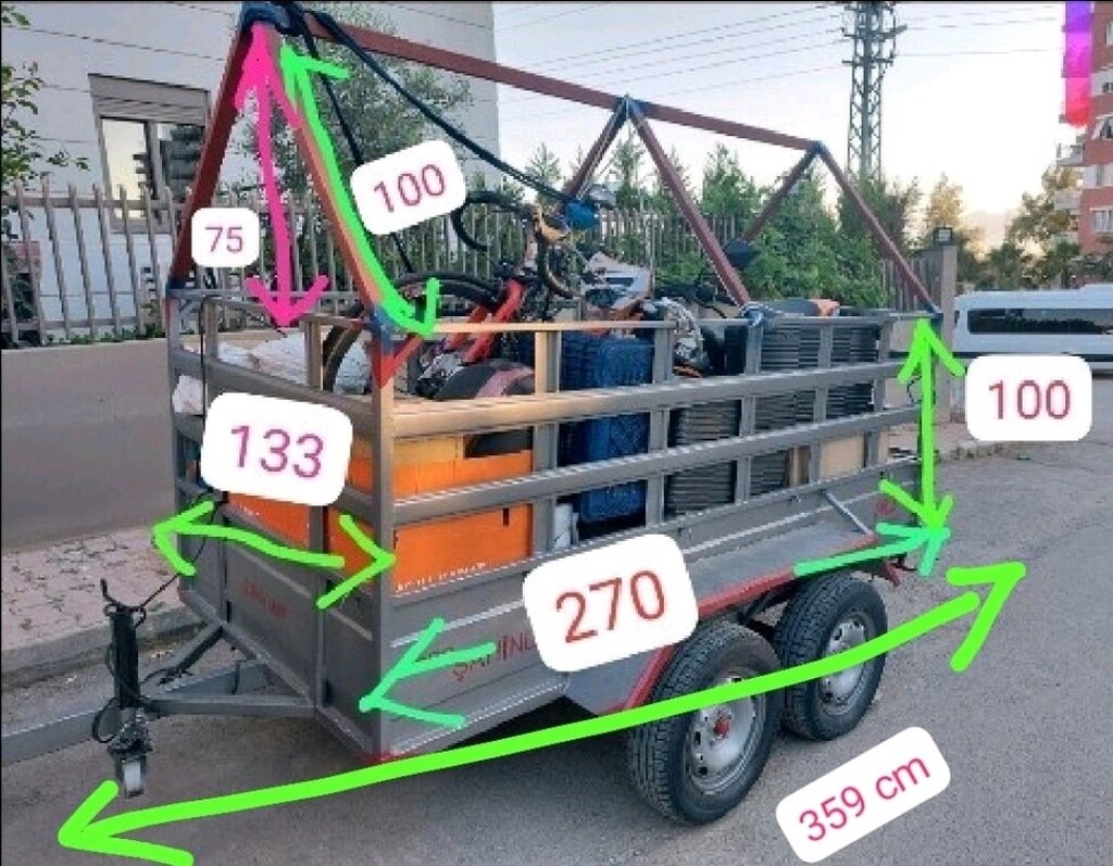 RÖMORK 4 teker, U270xE133xY175 cm Kaplin,torsiyon, 2035 müsadeli - 2