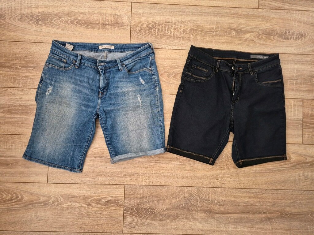 2 adet, Mavi, Kot Jean Denim Şort, Bermuda,30, L, iki farklı denim şor - 2