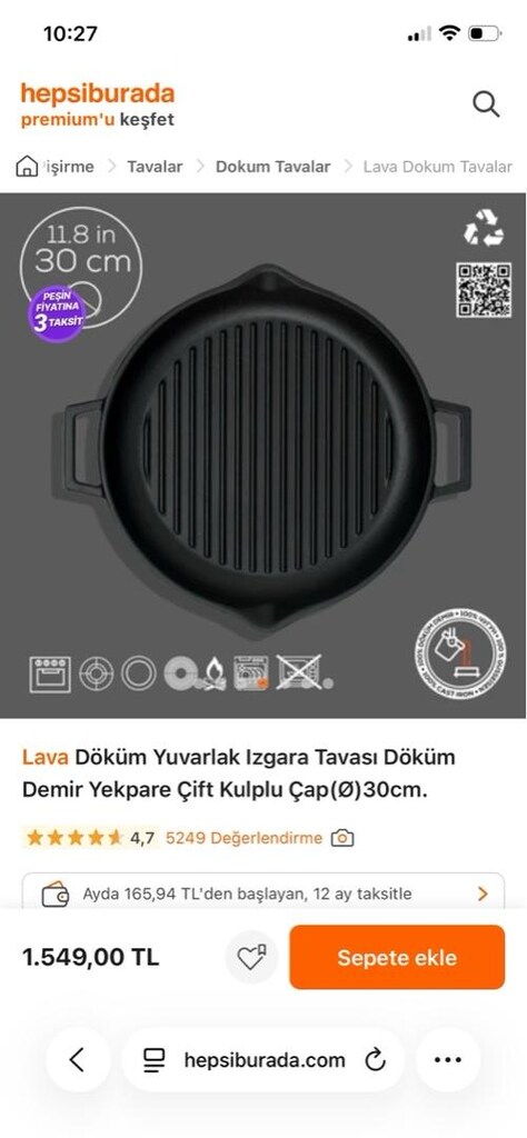 demir döküm tava (yeni) LAVA - 6