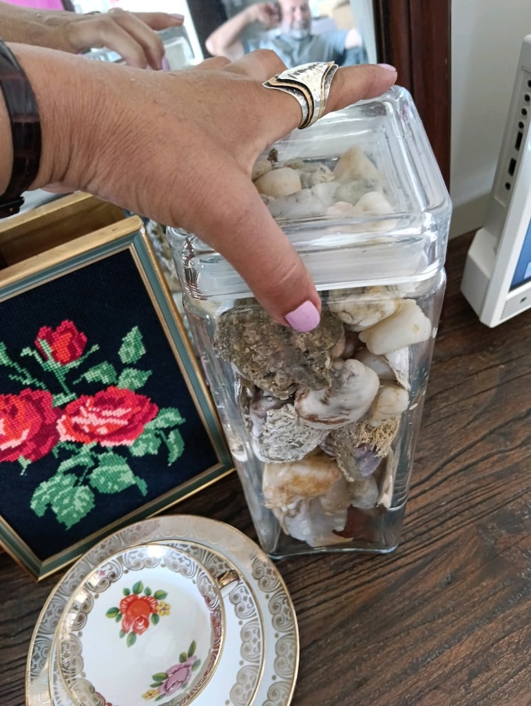 feansız büyük cam ve içi dolu deniz kabuğu ve taşları. marıne dekor - 6