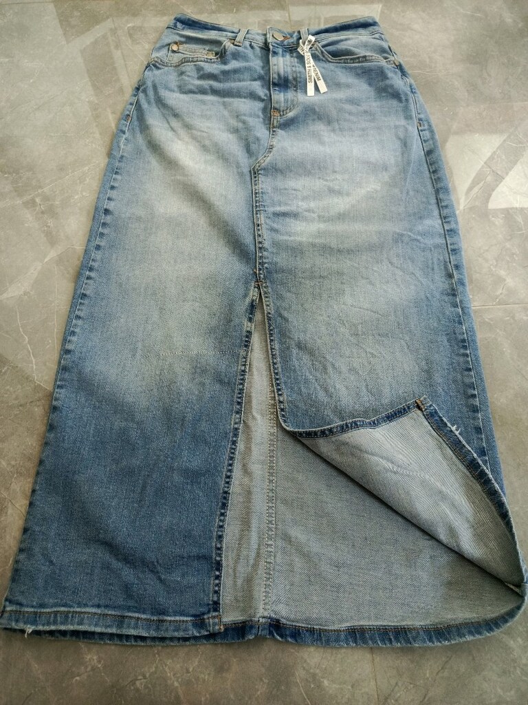 Mavi yırtmaçlı kot etek - 3