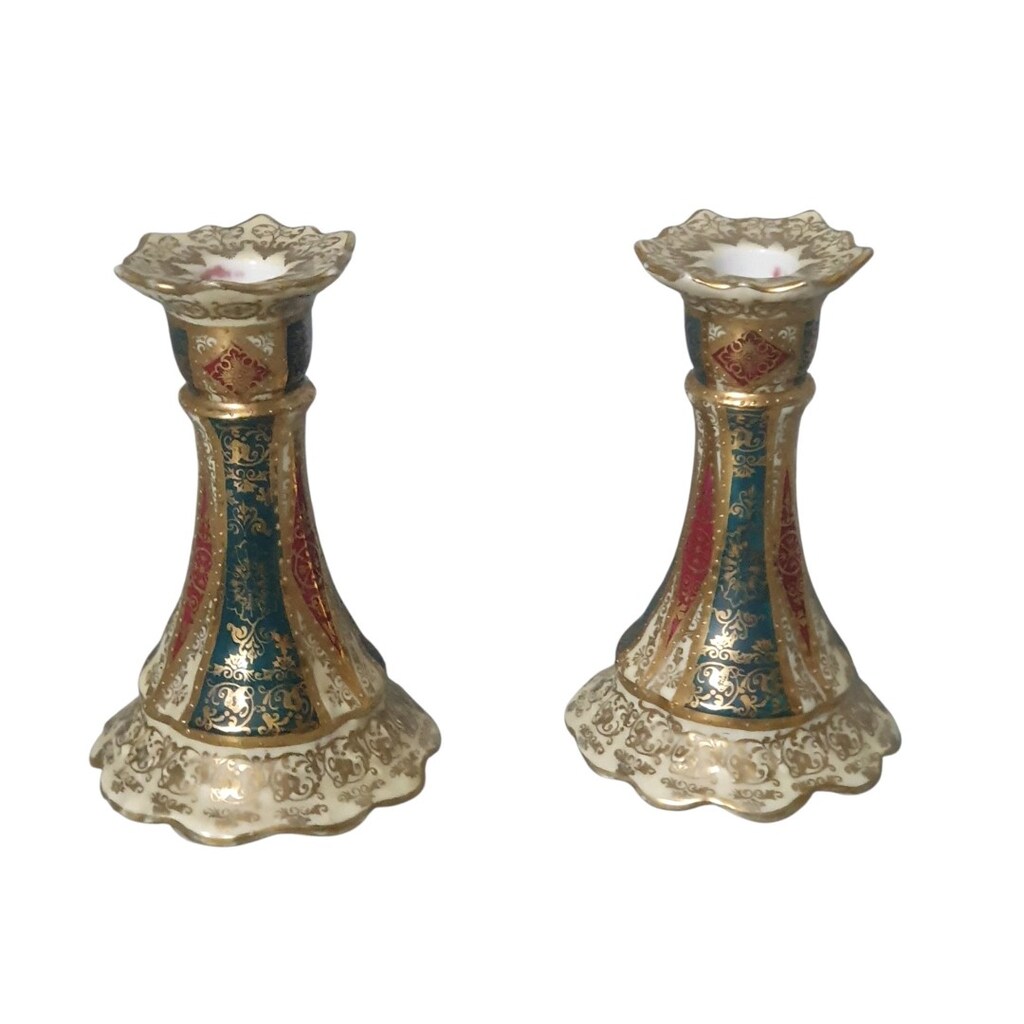 Vintage Viyana Porselen Çift şamdan - 4