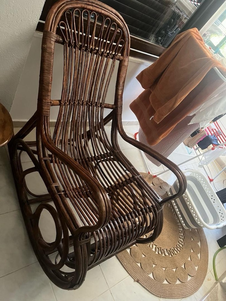 Doğal Bambu/Rattan Sallanan Berjer – Çok Temiz ve Sağlam - 3