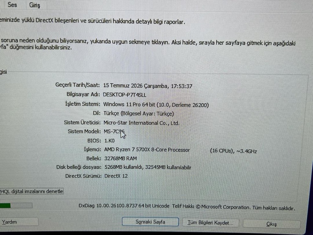 OYUNCU BİLGİSAYAR RTX5060 RYZEN 7 5700X 32 GB RAM - 6