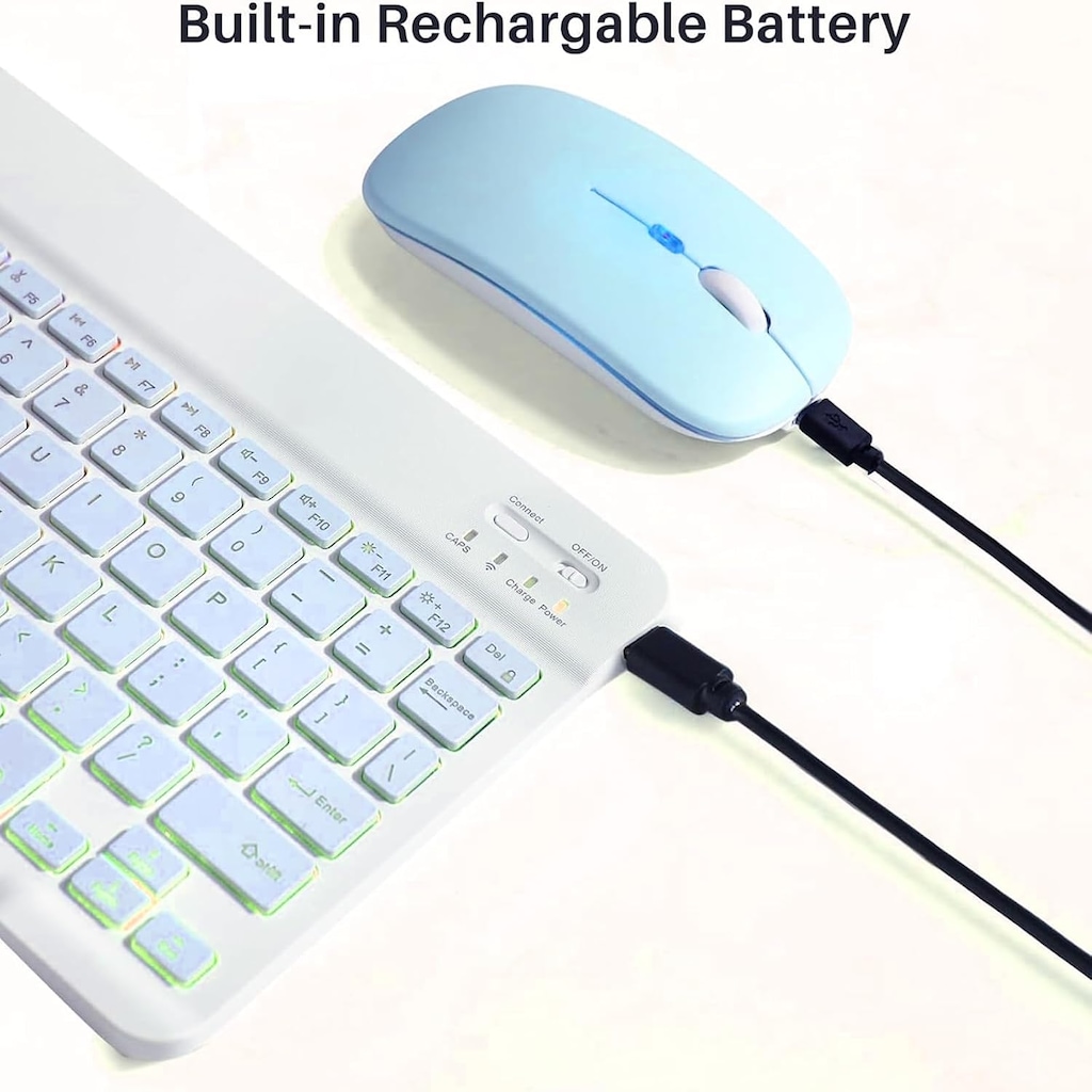 RGB LED Şarjlı Bluetooth TR-Q Klavye & Mouse Set Mini & Slim - 8