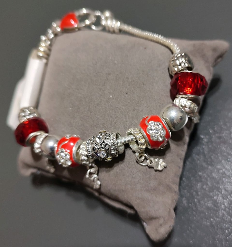 Murano Cam Charm Kırmızı Bileklik
