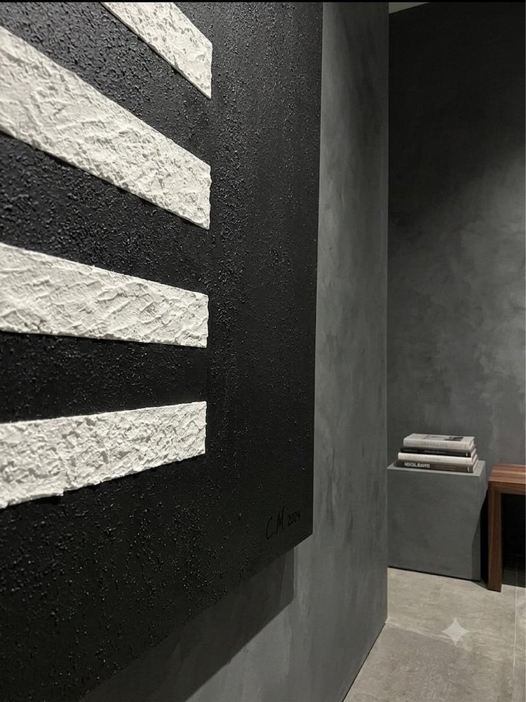 TABLO EL İŞÇİLİĞİ DOKULU KABARTMALI 75x100 SİYAH TABLO - 2