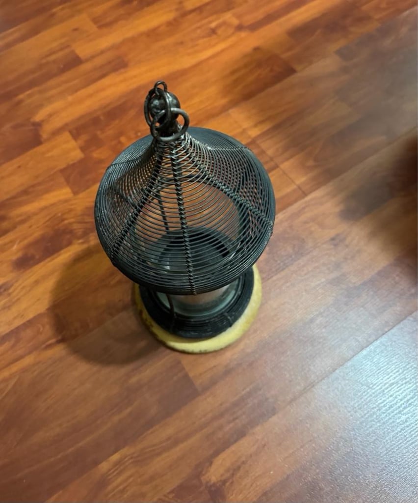 Vintage El Yapımı Metal Tel Örgü Dekoratif Fener / Mumluk 36 cm - 11