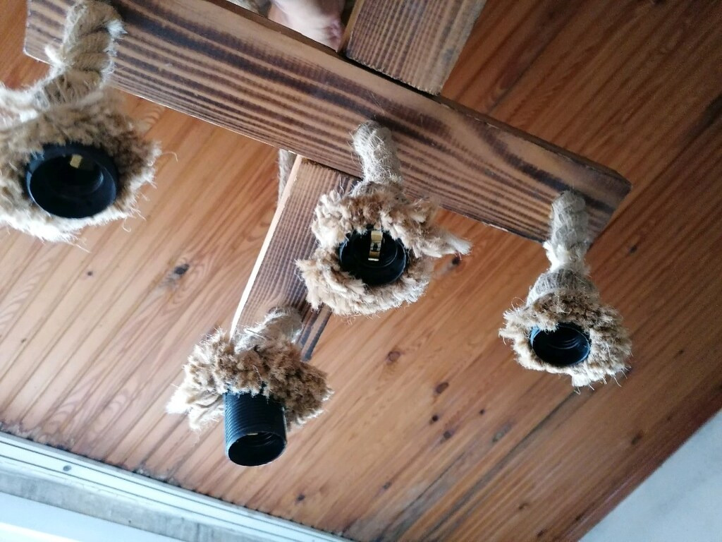 mudo collestion orjinal tavan 5 li ampul avize sıfır tahta ve urgandan