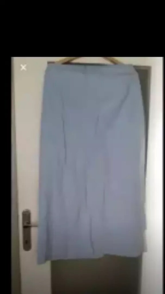 Buz mavisi beyaz uzun keten etek - 2