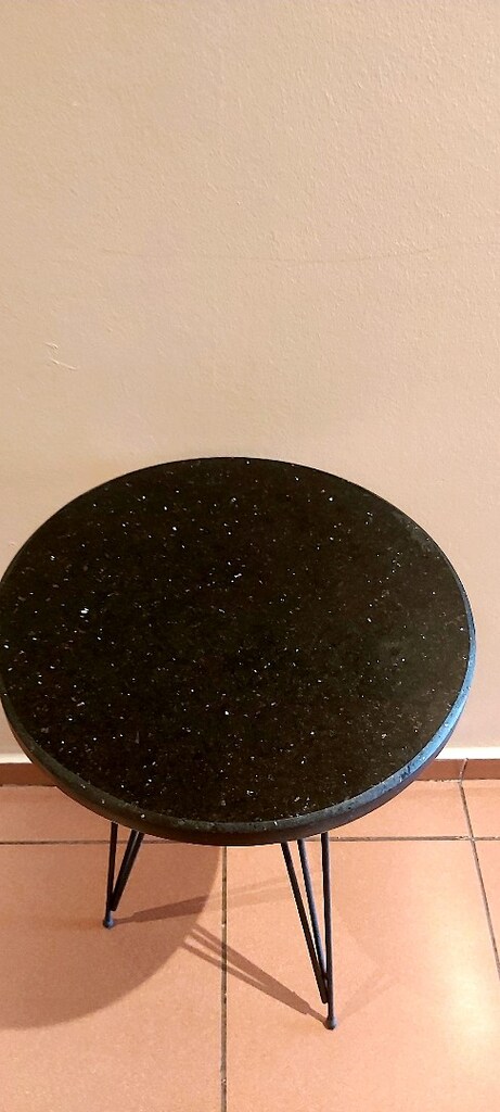 Taş modern formlu çok ağır sehpa metal ayaklı 52x34 cm civari - 2