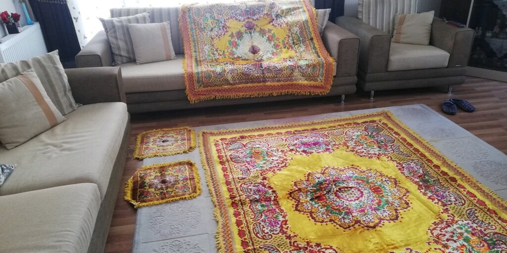 Eskilerden kalma antika yatak örtüsü masa örtüsü 2 adet kırlent - 5