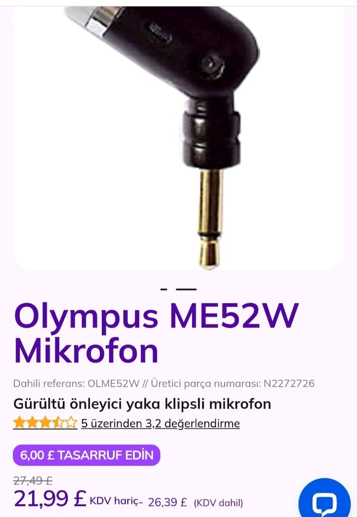 Olympus ME-52W Mikrofon. Arka plan gürültüsünü azaltmaktadır. - 4