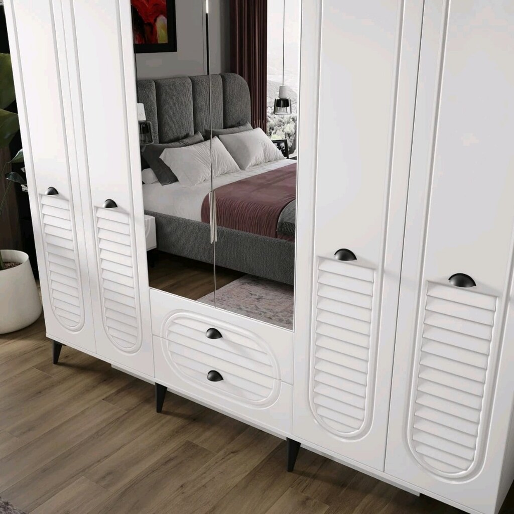 Kapaklı Gardırop | 6 Kapılı Büyük Elbise Dolabı | Uygun Fiyatlı mdf - 9