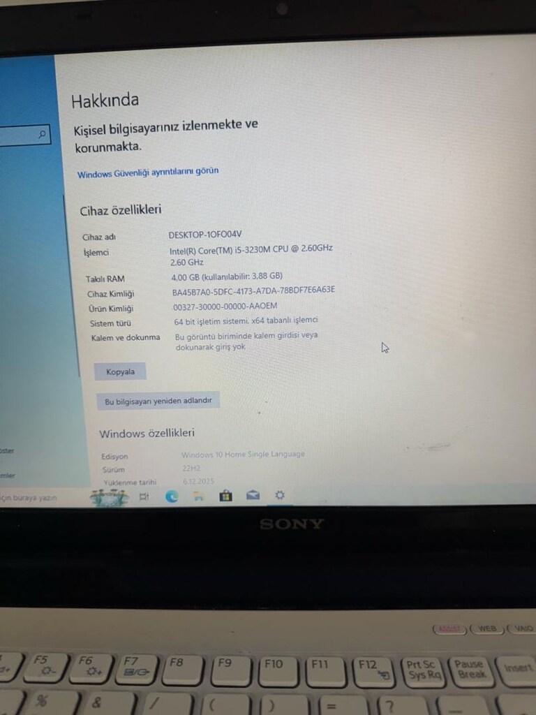 Sony VAIO i5 Laptop | 128 GB SSD | 15.6” | Hızlı Açılır - 5