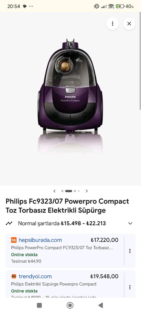 PHİLİPS POWER PRO COMPACT ELEKTRİKLİ SÜPÜRGE SORUNSUZ 1900 WAT - 2
