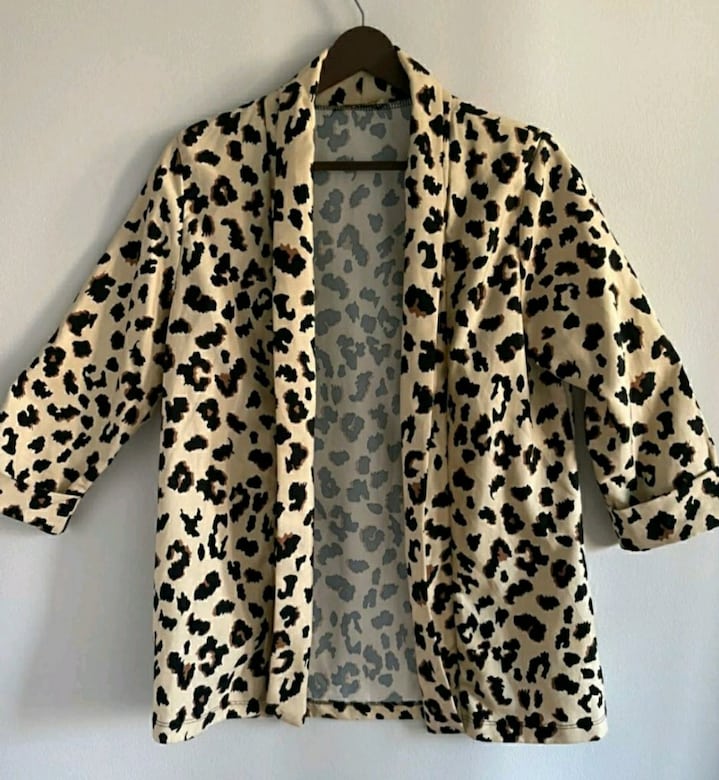 Leopar desenli ince kumaş bayan ceket - 2