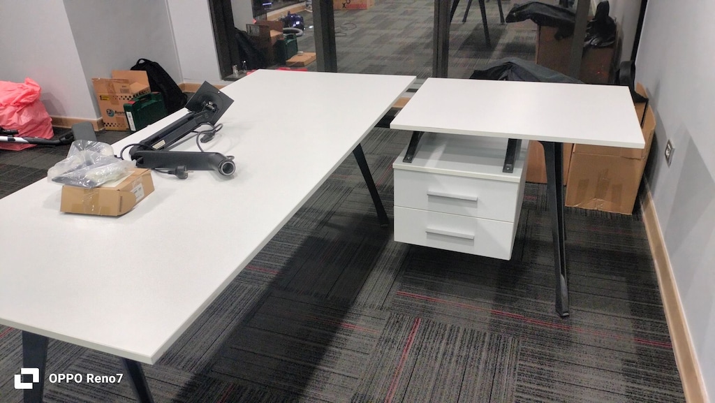 DEKOR BÜRO MOBİLYALARI 180X160 BÜROTIME BEYAZ MASA İKİNCİ EL - 6
