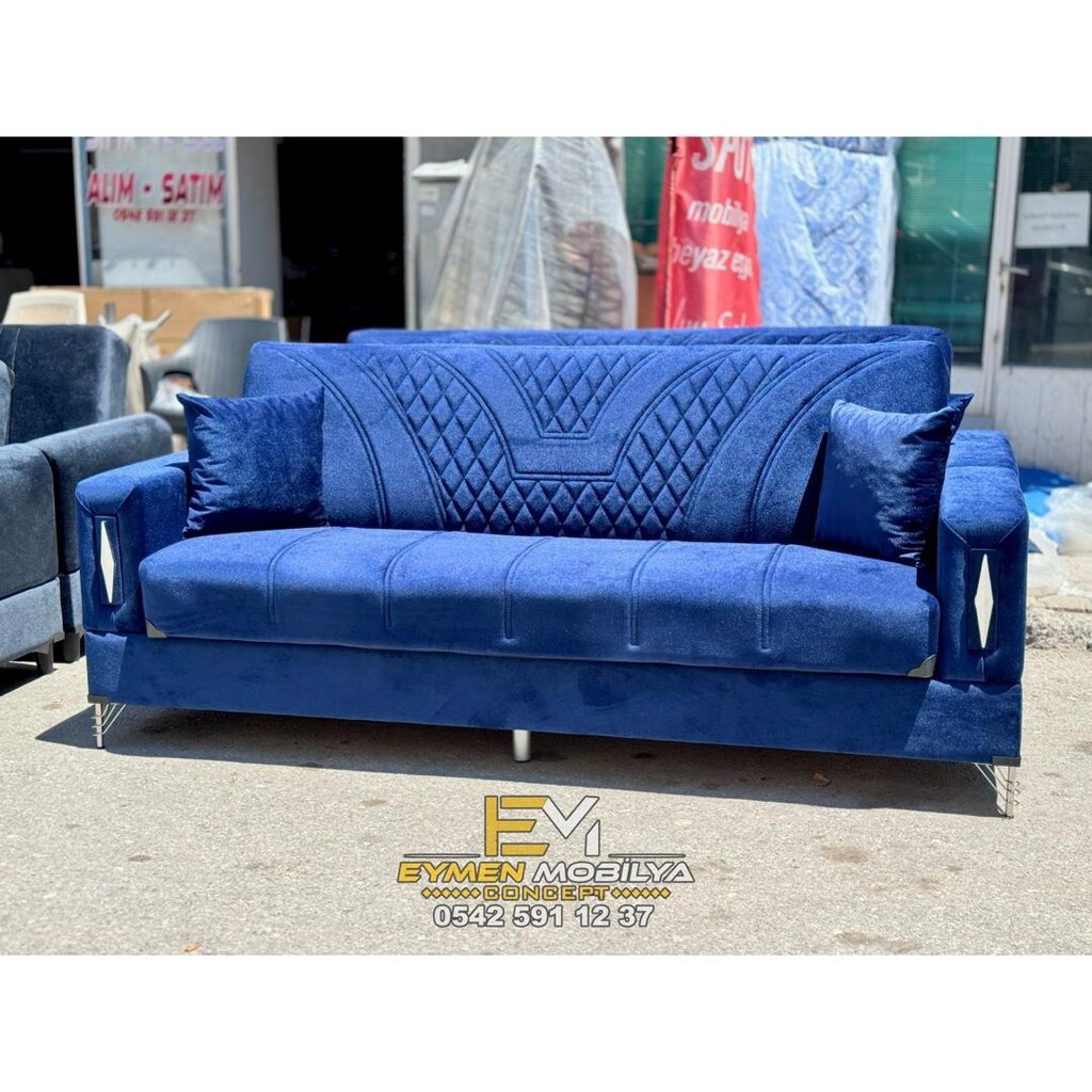 Sıfır Mavi Renk 2 Adet Lüx Kanepe - 3