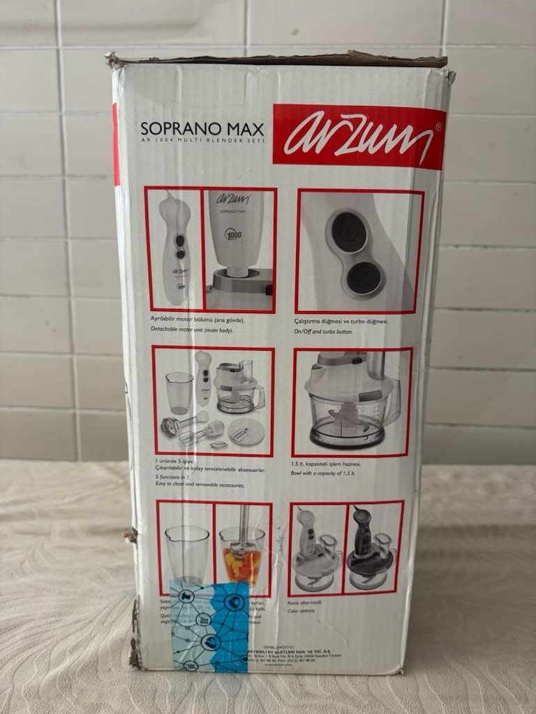 SIFIR KAPALI KUTU - Arzum AR1004 Soprano Max Multi Blender Seti (1000W - 2