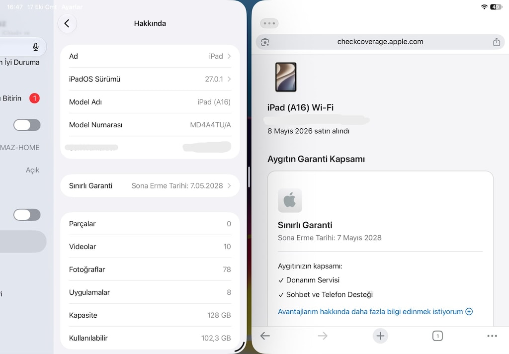 iPad A16 Wi-Fi 11" Mavi/128GB /MD4A4TU/A-PİL100/19AY TR GARANTİ - 3