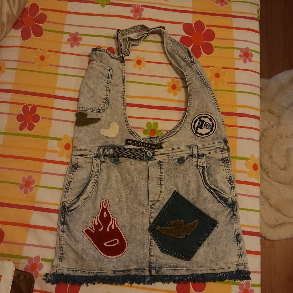 Özel tasarım mavi jeans orjinal elbise çanta - 2