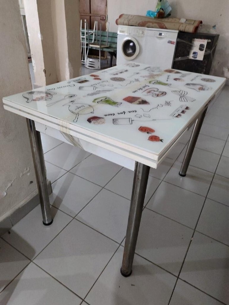 YANDAN AÇILIR CAM MASA 110/170x70x75 - 2.EL TEMİZ - 2