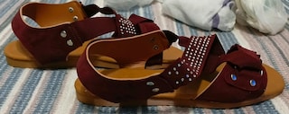 Bordo Taşlı Bayan Sandalet - 4