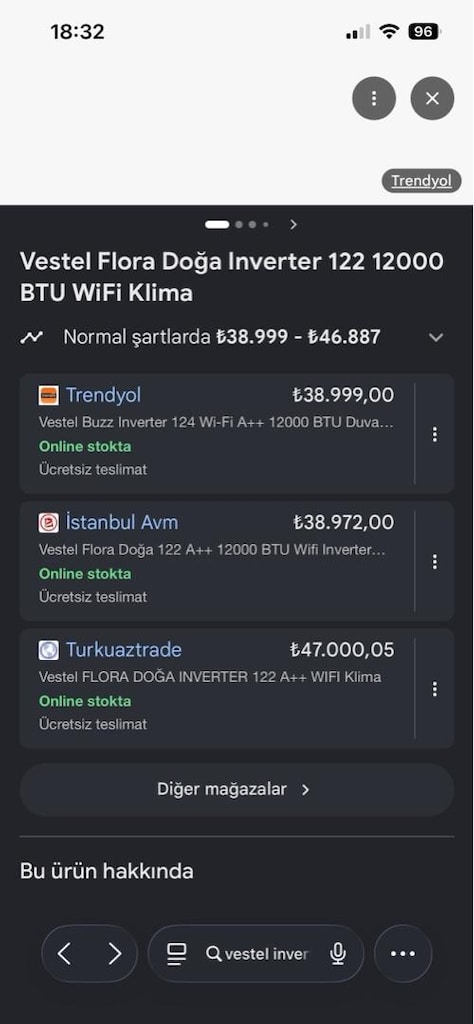 vestel klima a++ r32 wifi 12000 - 10