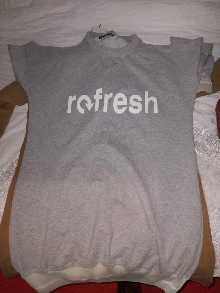 Gri Kısa Kollu Ruffle Detaylı Kadın Sweatshirt