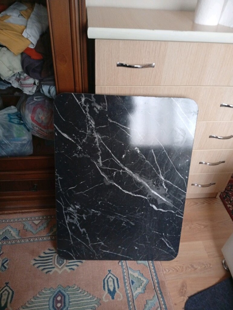 siyah mermer desenli masa 80 cm x 60 cm - 6