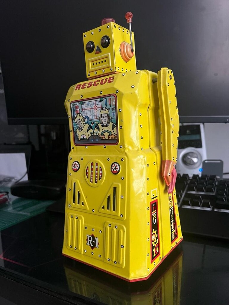 antika teneke oyuncak robot - 10