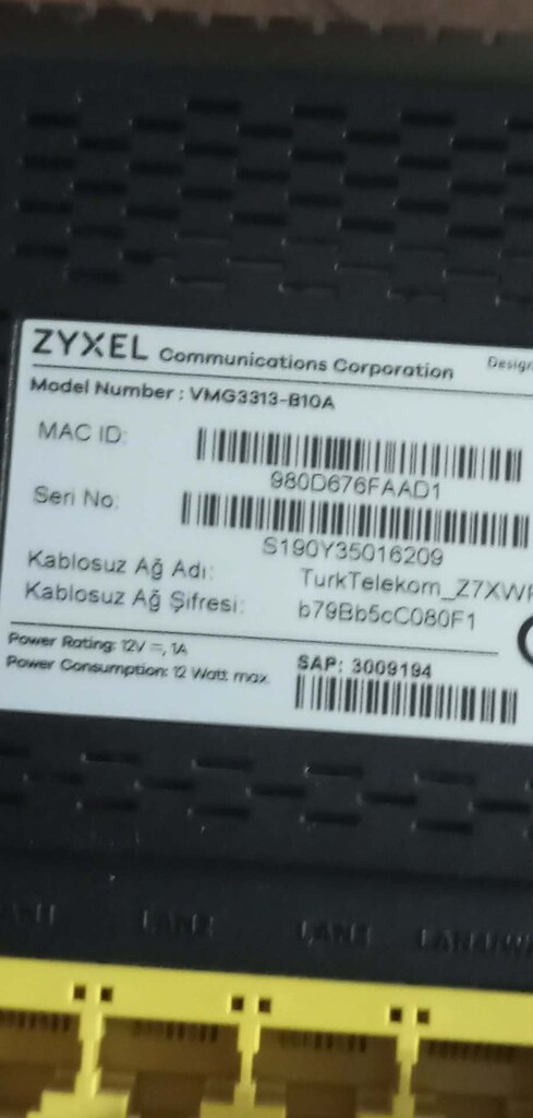 TÜRK TELEKOM MODEM ZYXEL MODEL TEMİZ KULLANIŞLI PAZARLIKSIZ 1000 TL - 3