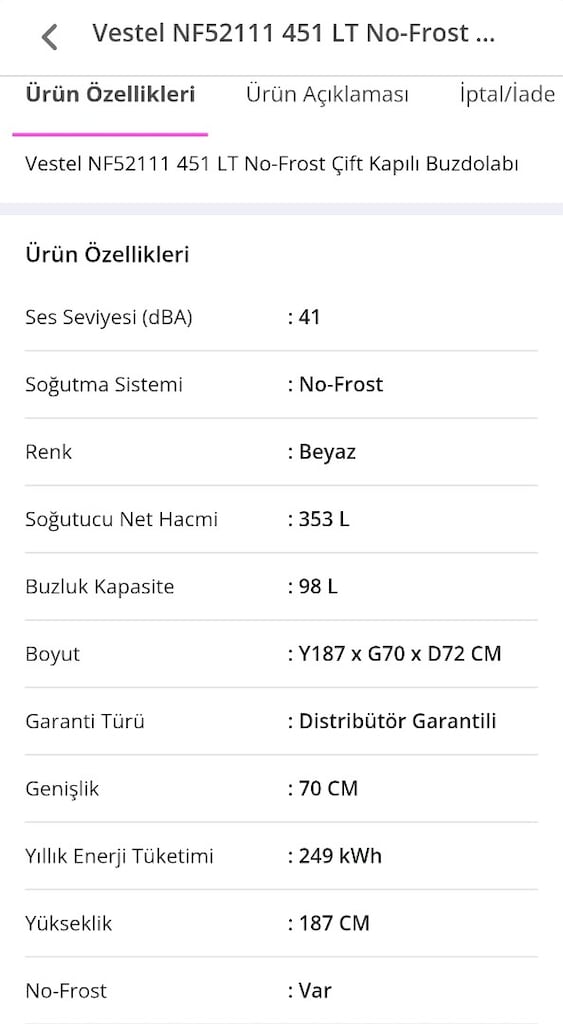 Vestel NF52111 451 LT No-Frost Çift Kapılı Buzdolabı - 3