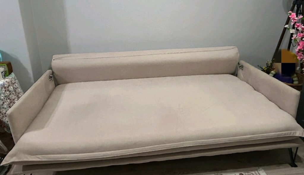 Temiz / Krem Minimalist Yataklı Kanepe – Fermuarlı Yıkanabilir Kılıf - 3