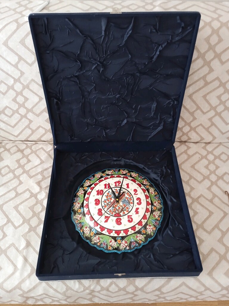 45x45 CM KADİFE KUTUSUNDA 31 CM SORUNSUZ PORSELEN & ÇİNİ DUVAR SAATİ - 9