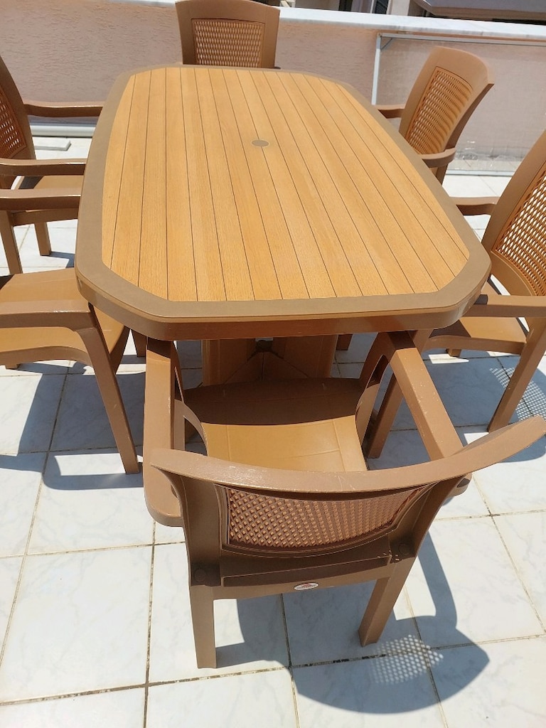 Papatya 6 Kişilik Bahçe Balkon Masa – 6 Holiday Sandalye – Çok temiz - 7